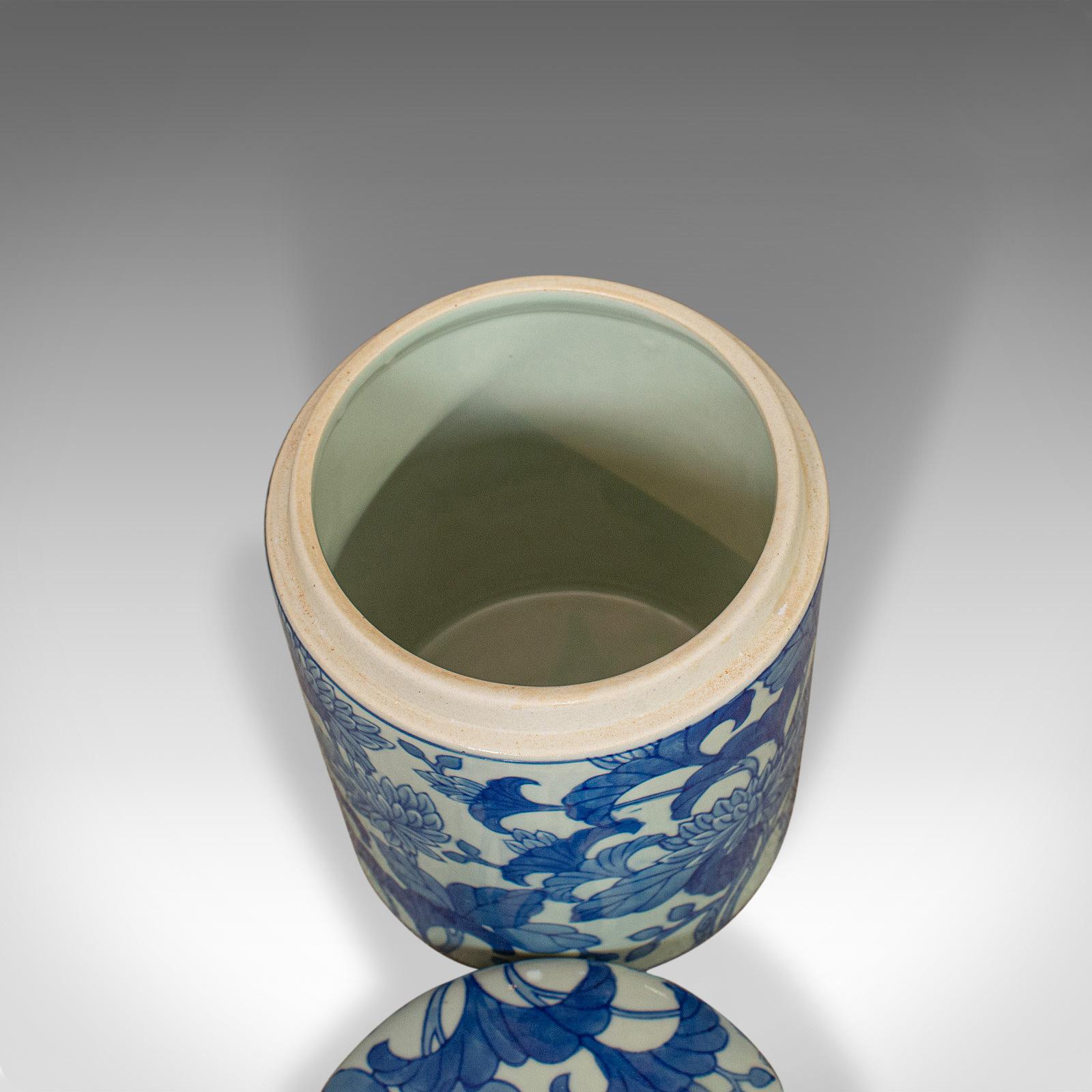 Vintage Chinese Jar, Oriental, Ceramic, Caddy, Urn, Painted, Floral, Pattern 1