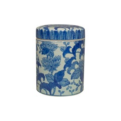 Vintage Chinese Jar, Oriental, Ceramic, Caddy, Urn, Painted, Floral, Pattern