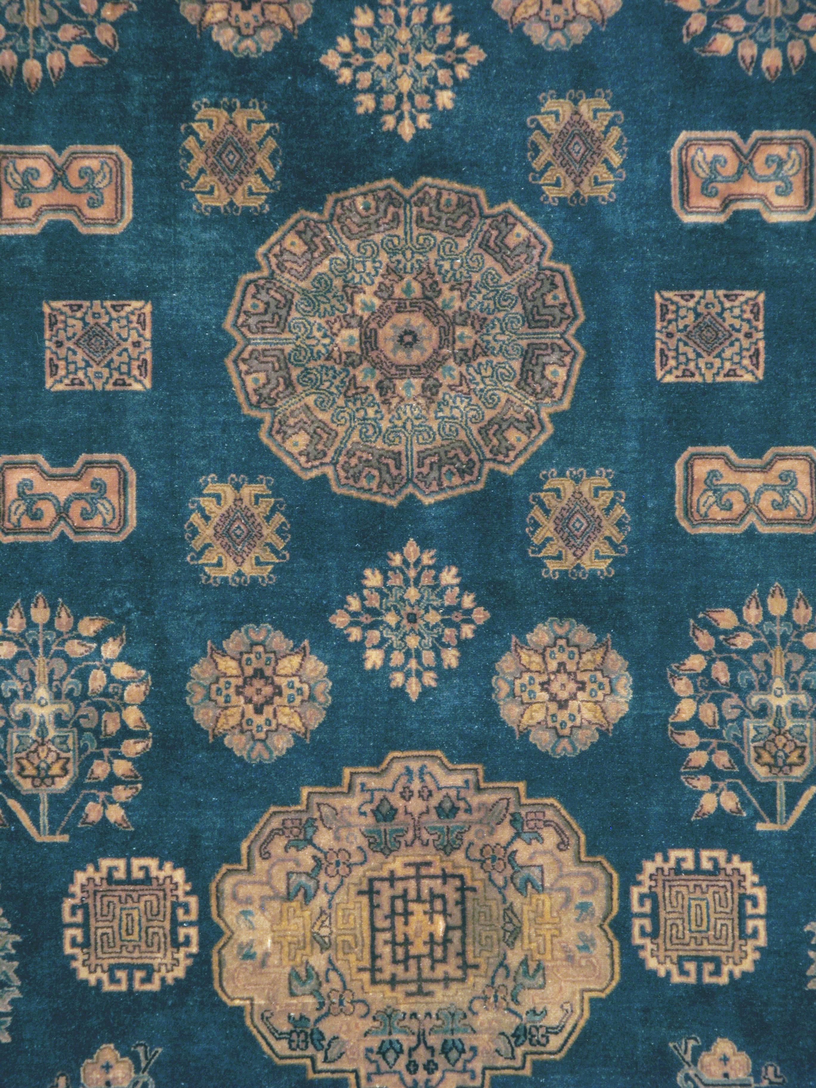Hand-Woven Vintage Chinese Khotan Style Rug For Sale