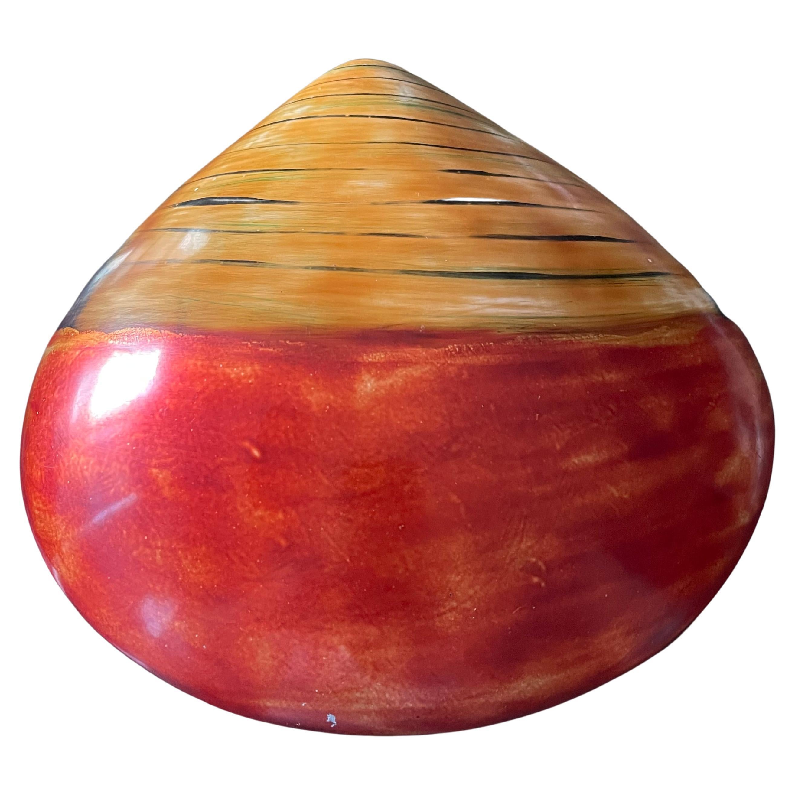 Boîte en laque chinoise vintage en forme de coquillage de mer