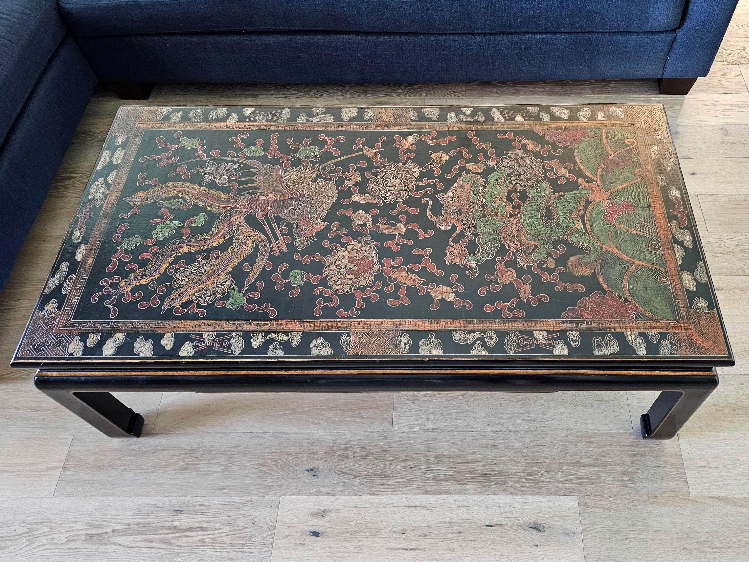 Vintage Chinese Lacquered Coffee Table 10