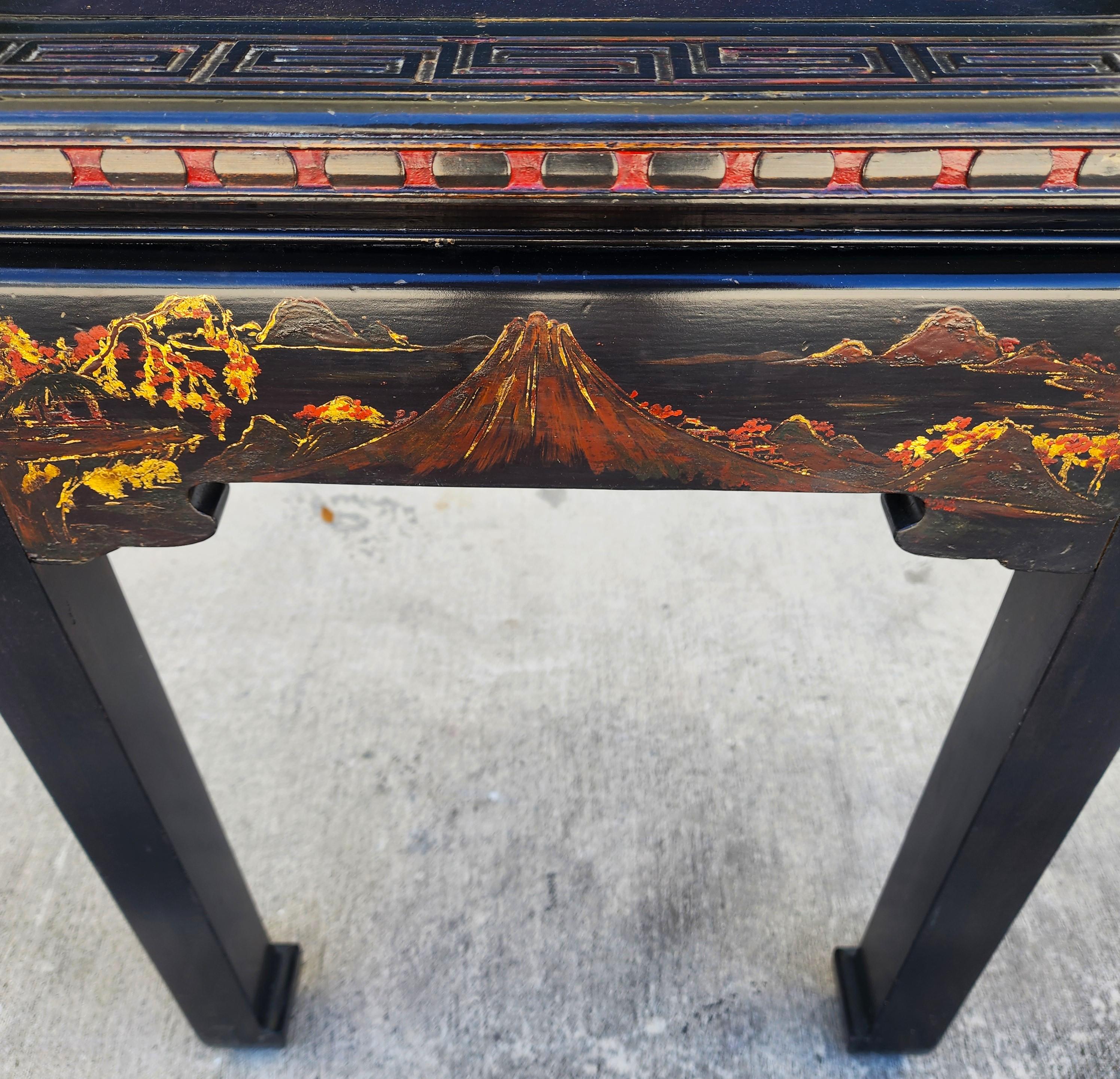 Vintage Chinese Lackiert Tisch Schreibtisch Asiatisch Handbemalt im Angebot 7