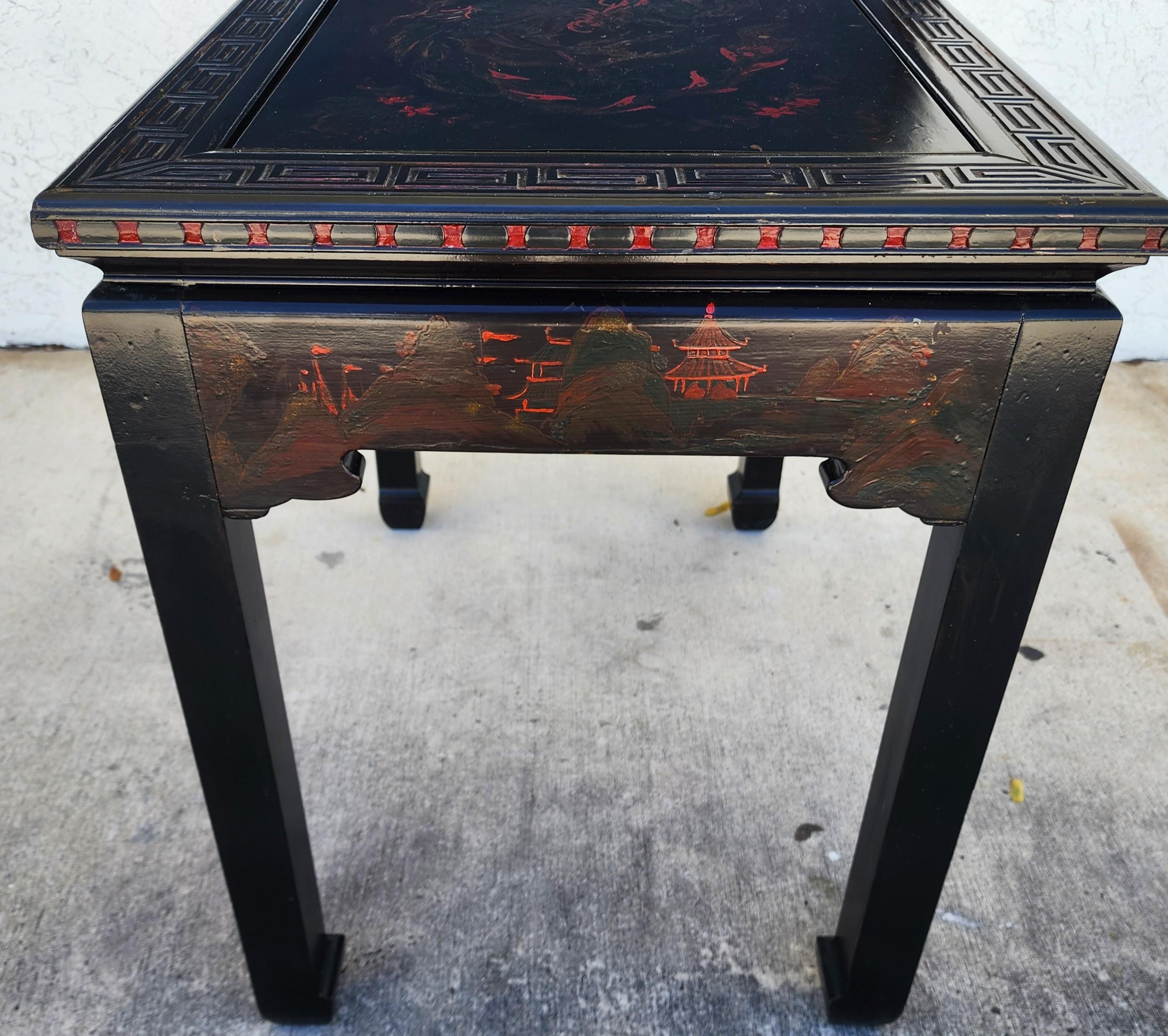 Vintage Chinese Lackiert Tisch Schreibtisch Asiatisch Handbemalt im Angebot 2