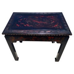 Vintage Chinese Lacquered Table Desk Asian Hand Painted