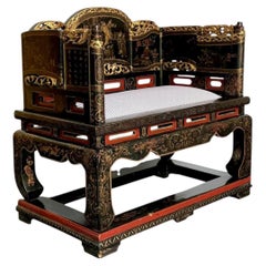 Silla-trono china vintage lacada