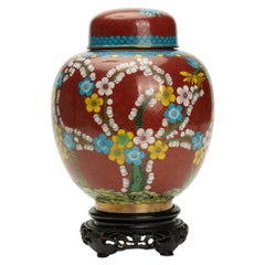 Vintage Chinese Lidded Cloisonné Tea Caddy, circa 1920