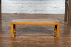 Vintage Low Kang Table with Horse Hoof Feet and Pierced Sides