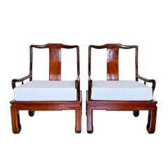 Vintage Chinese Ming Style Arm Chairs, a Pair