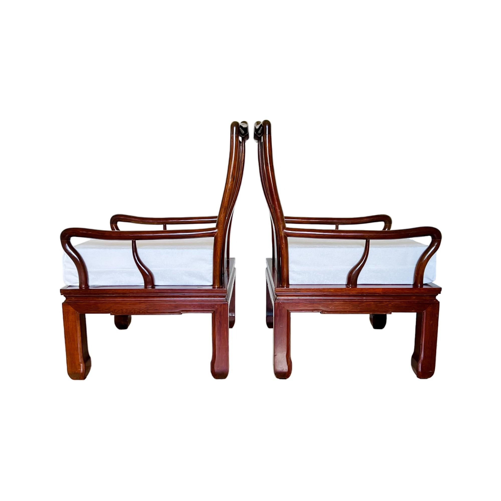 Late 20th Century Vintage Chinese Ming Style Arm Chairs, a Pair For Sale