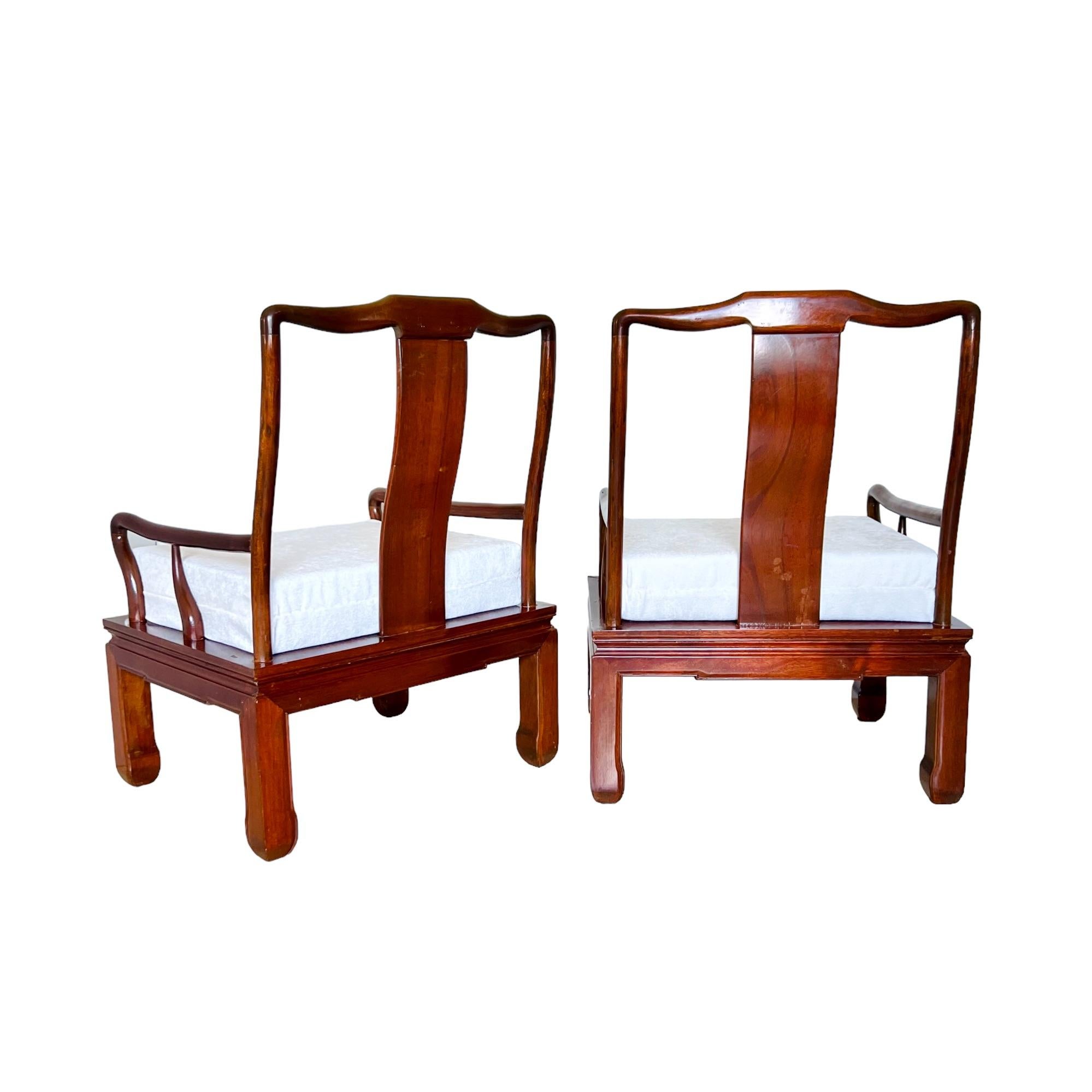 Fabric Vintage Chinese Ming Style Arm Chairs, a Pair For Sale