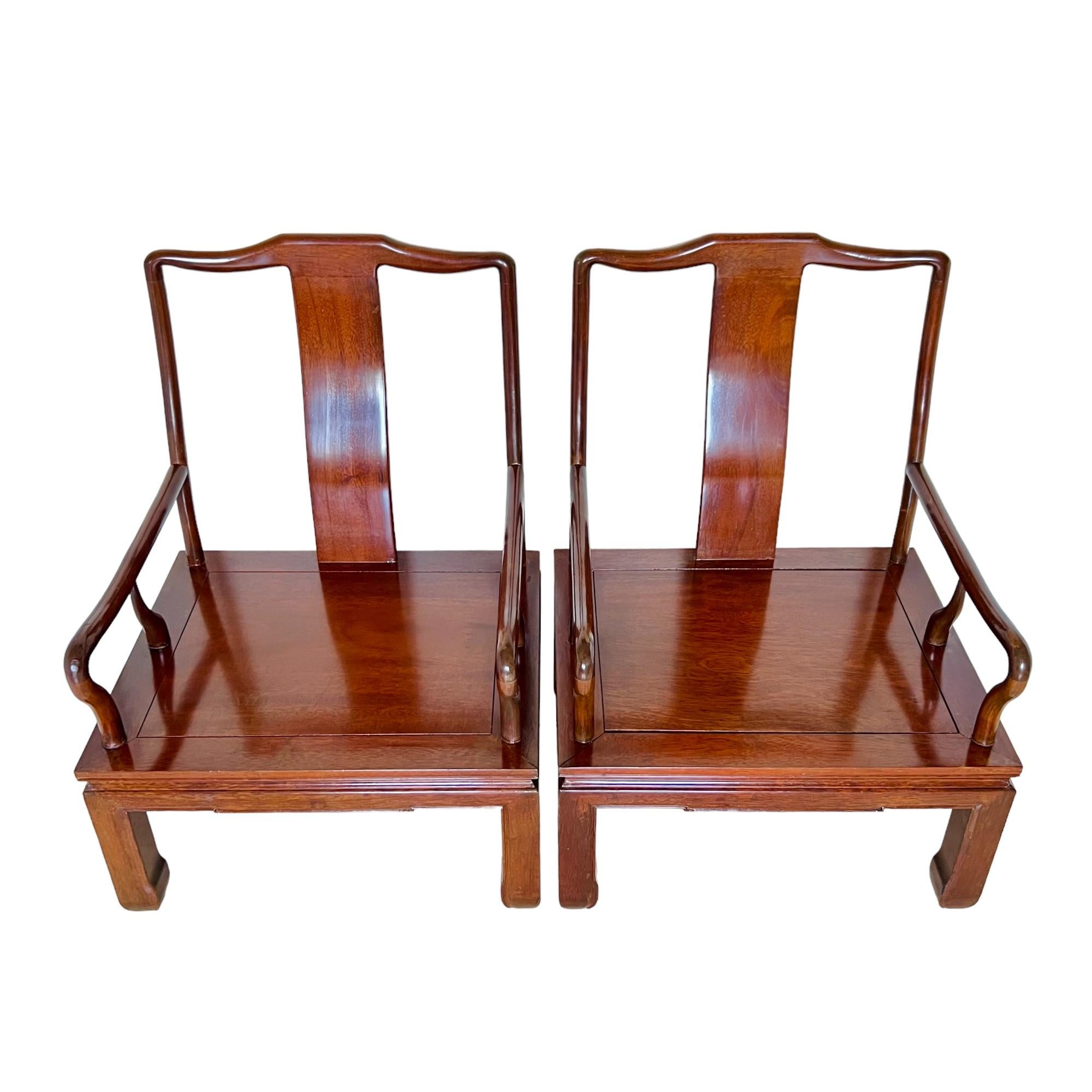 Vintage Chinese Ming Style Arm Chairs, a Pair For Sale 1
