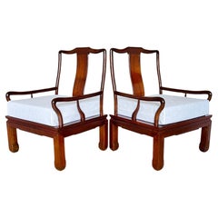 Vintage Chinese Ming Style Arm Chairs, a Pair