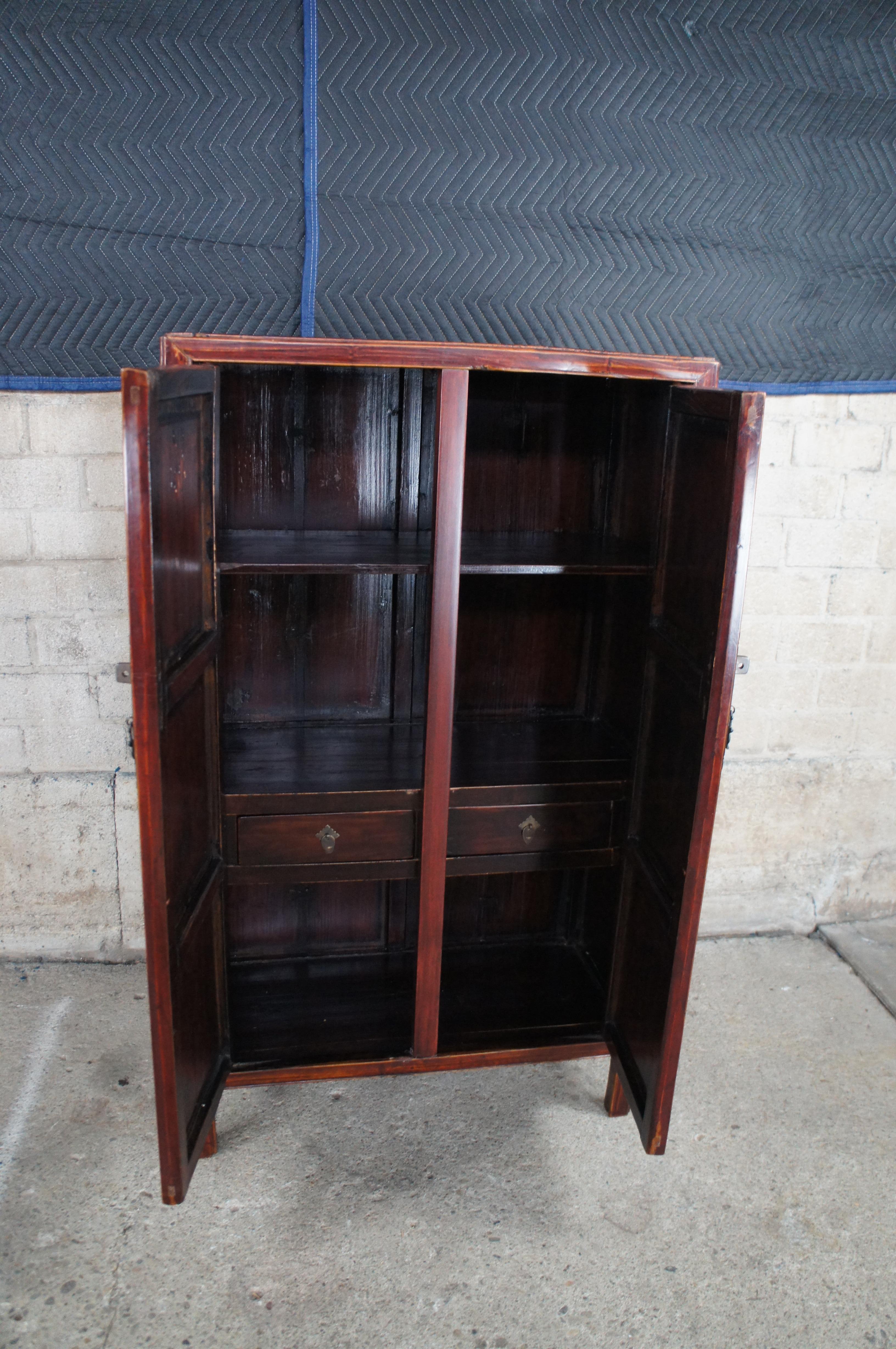 Vintage Chinese Ming Style Lacquered Elm Storage Cabinet Armoire Wardrobe 2