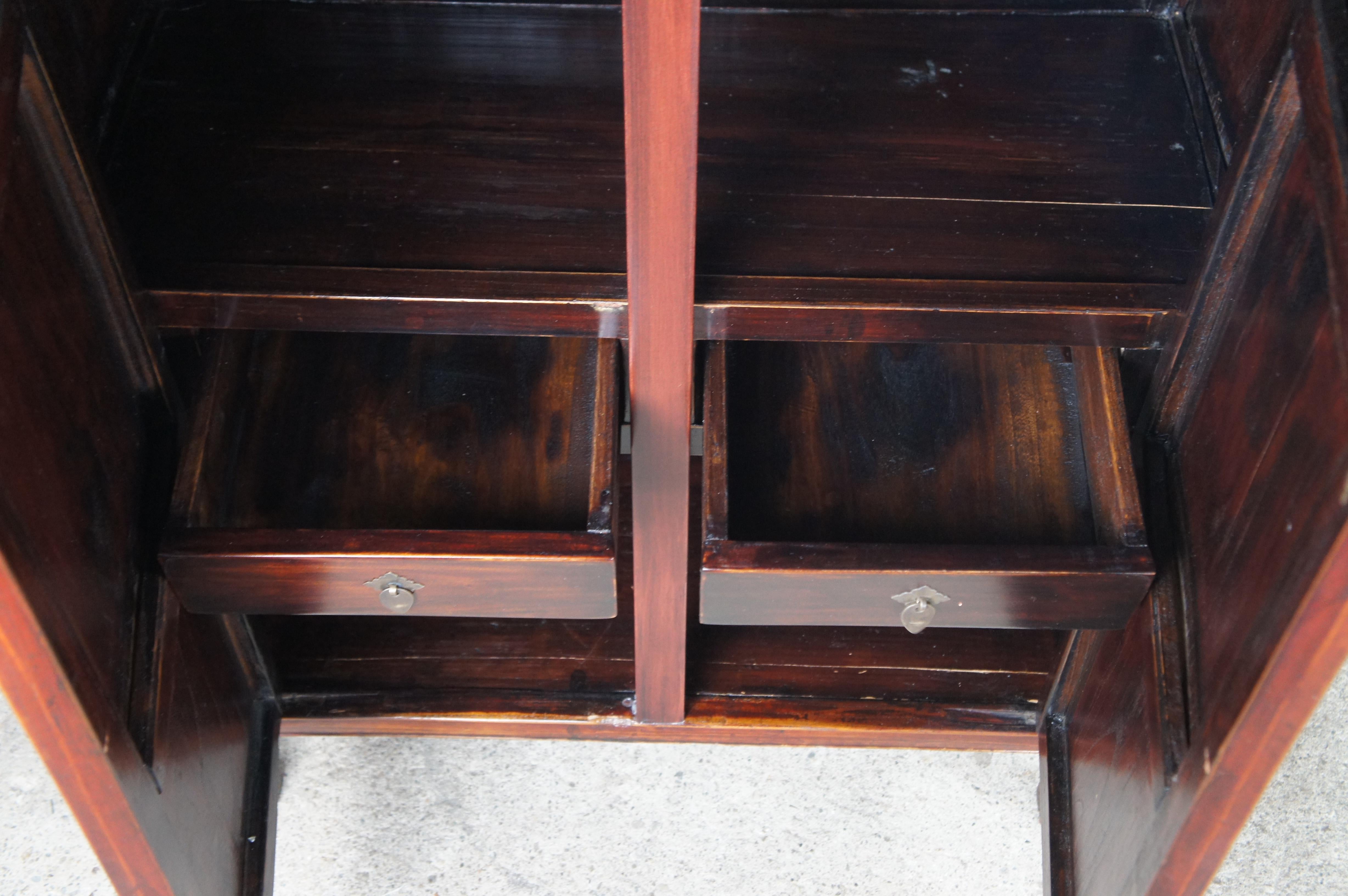 Vintage Chinese Ming Style Lacquered Elm Storage Cabinet Armoire Wardrobe 3
