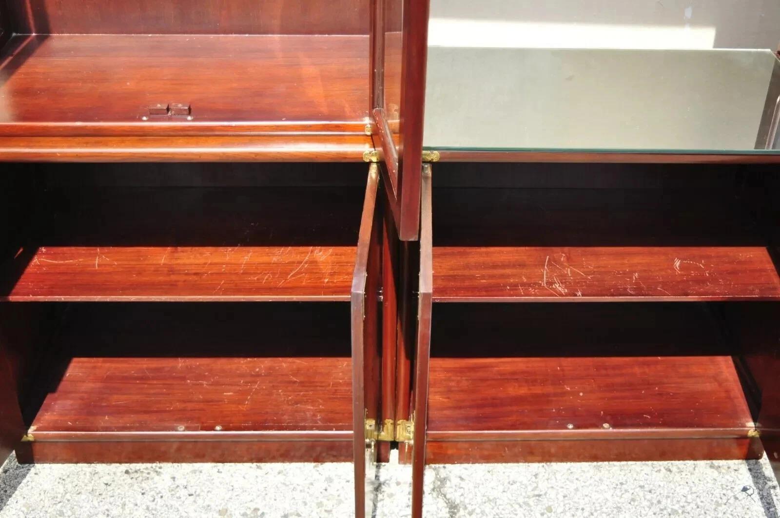 20th Century Vintage Chinese Mother of Pearl Hardwood China Cabinet Curio Display Wall Unit For Sale