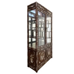 Vintage Chinese Mother of Pearl Inlay Rosewood Display/Curio Cabinet