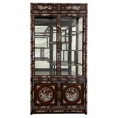 Vintage Chinese Mother of Pearl Inlay Rosewood Display/Curio Cabinet