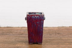 Red and Blue Chinese Vintage Ceramic Planter