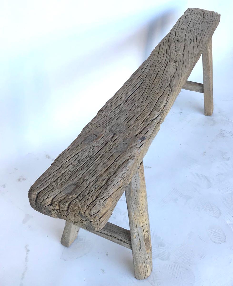 Vintage Chinese Narrow Elm Bench For Sale 3