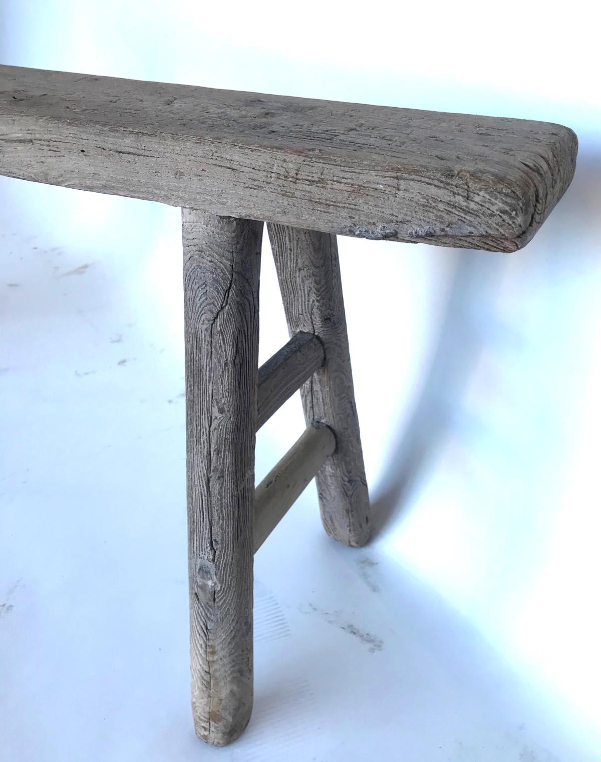Rustic Vintage Chinese Narrow Elm Bench