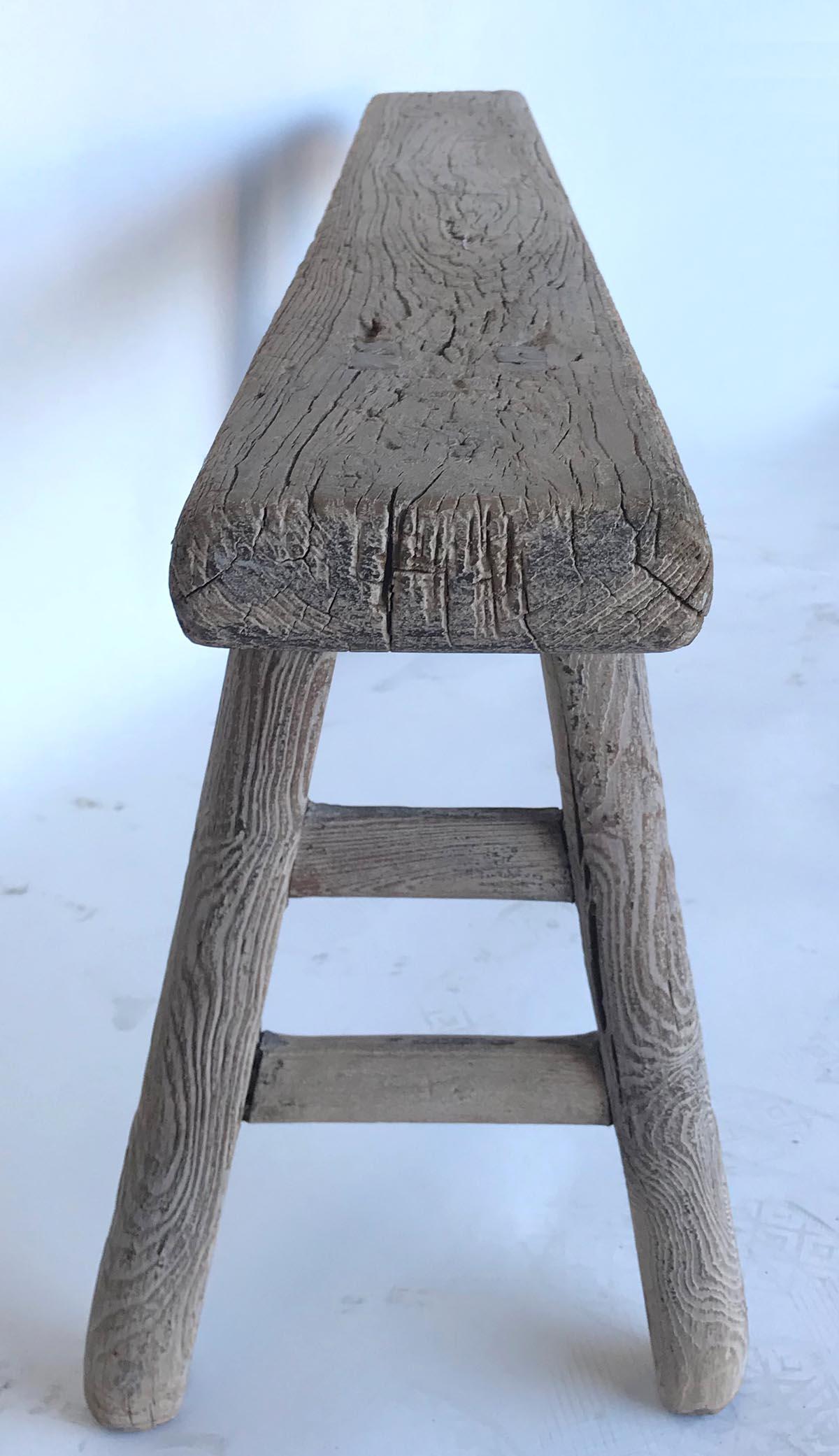 Vintage Chinese Narrow Elm Bench 1