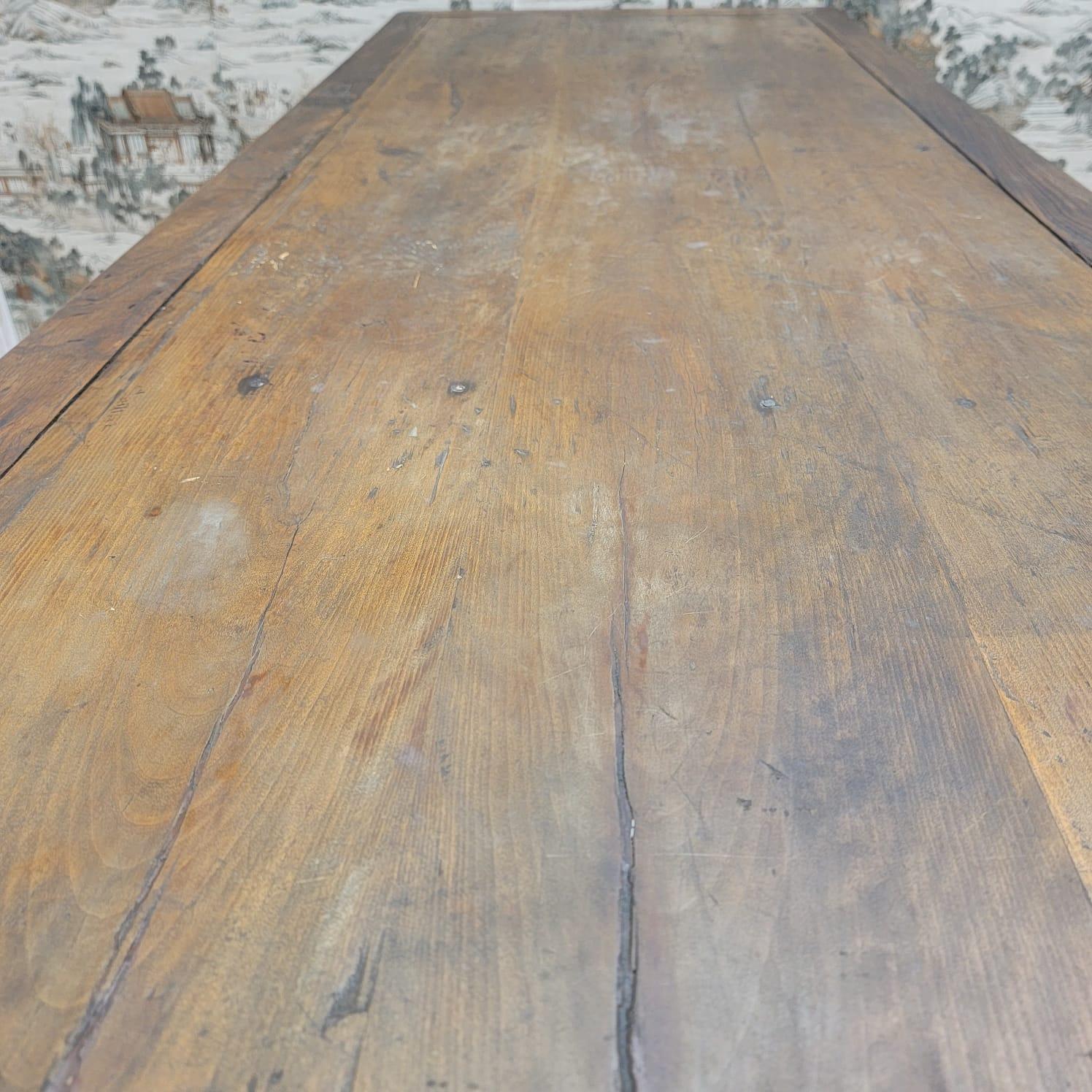 Vintage Chinese Natural 6 Seat Elm Dining Table 6