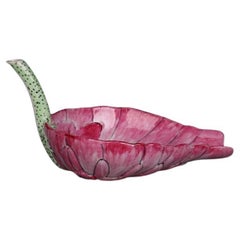 Vintage Chinese Nature Leaf Style Porcelain Pink Bowl