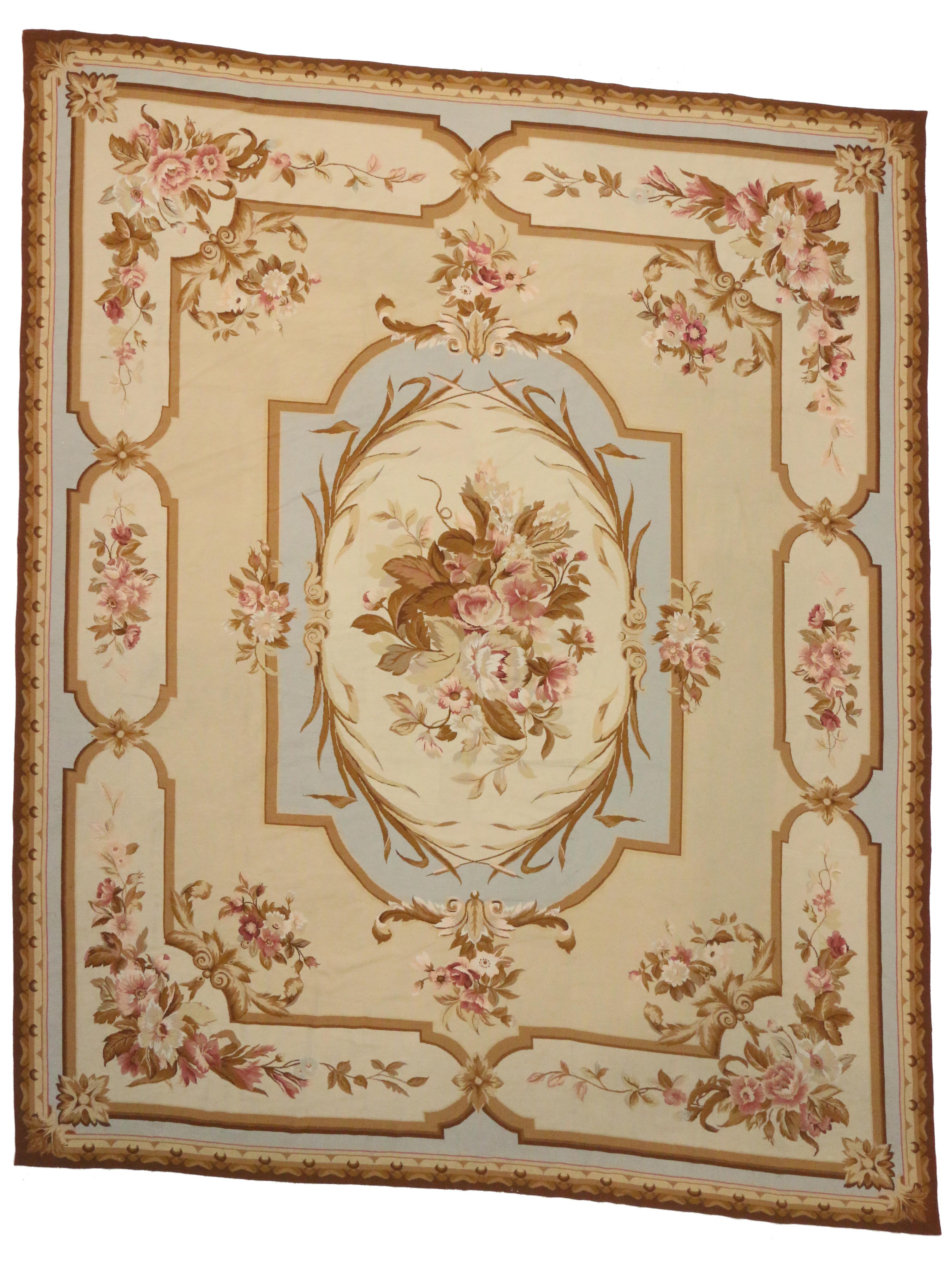 Vintage Chinese Needlepoint Rug with Aubusson Design and French Provincial Style 1