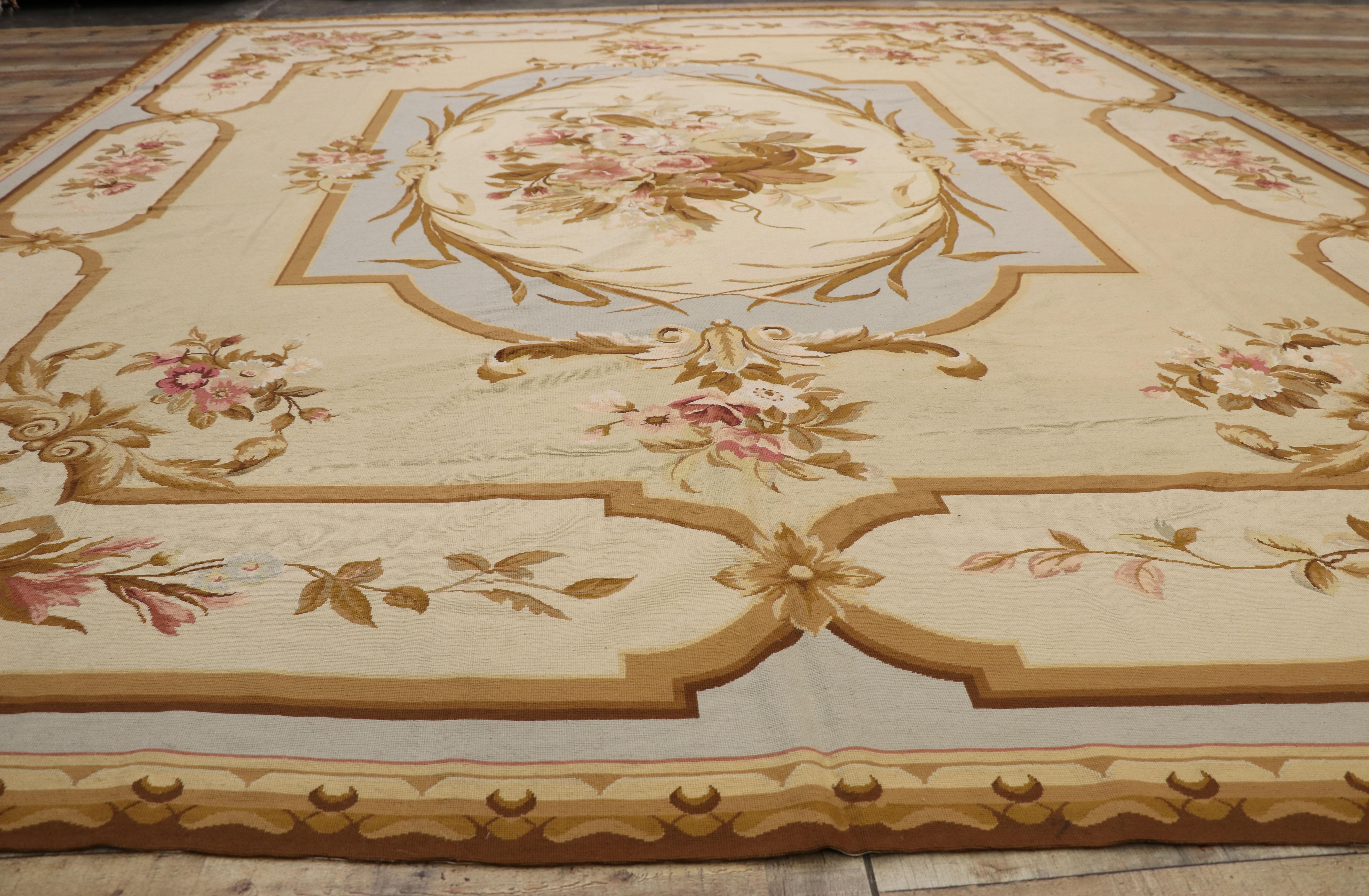 20th Century Vintage Chinese Needlepoint Rug with Aubusson Design and French Provincial Style