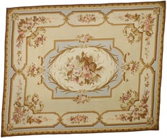 Vintage Chinese Needlepoint Rug with Aubusson Design and French Provincial Style