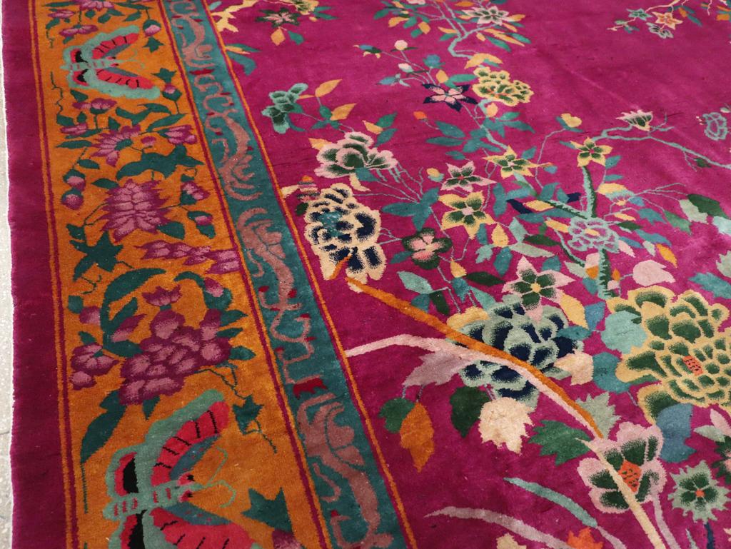 Art Deco Vintage Chinese Nickles Pictorial Room Size Carpet For Sale