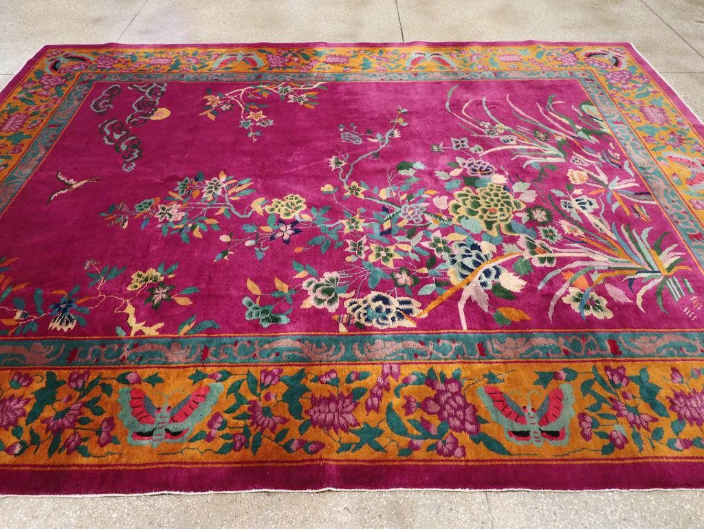 Hand-Knotted Vintage Chinese Nickles Pictorial Room Size Carpet For Sale