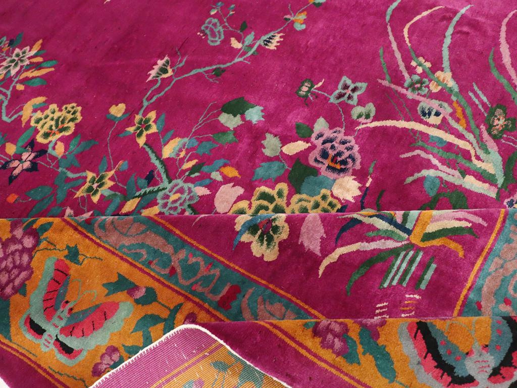 Wool Vintage Chinese Nickles Pictorial Room Size Carpet For Sale