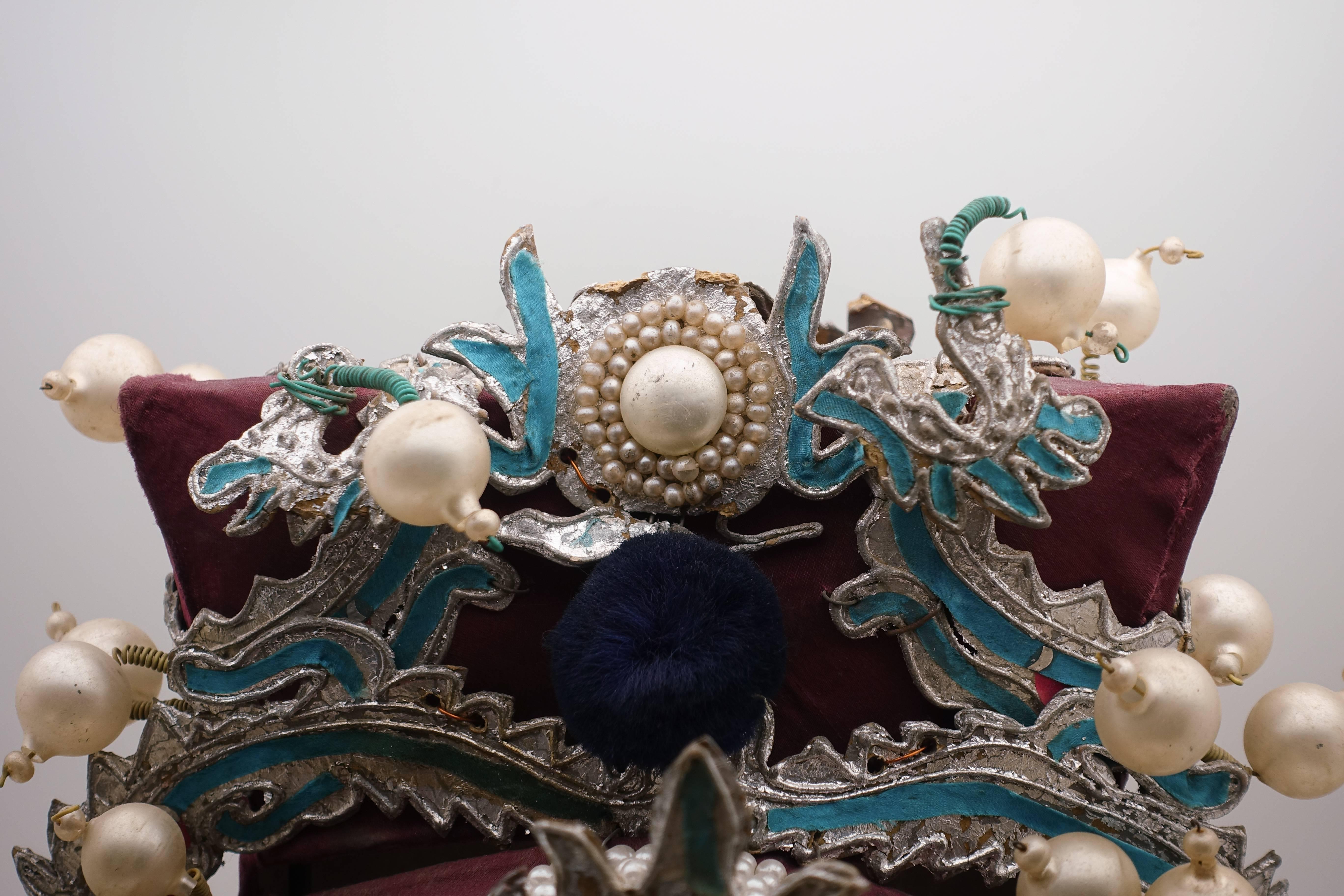 Qing Vintage Chinese Opera Theatre Headdress, Early 20th Century