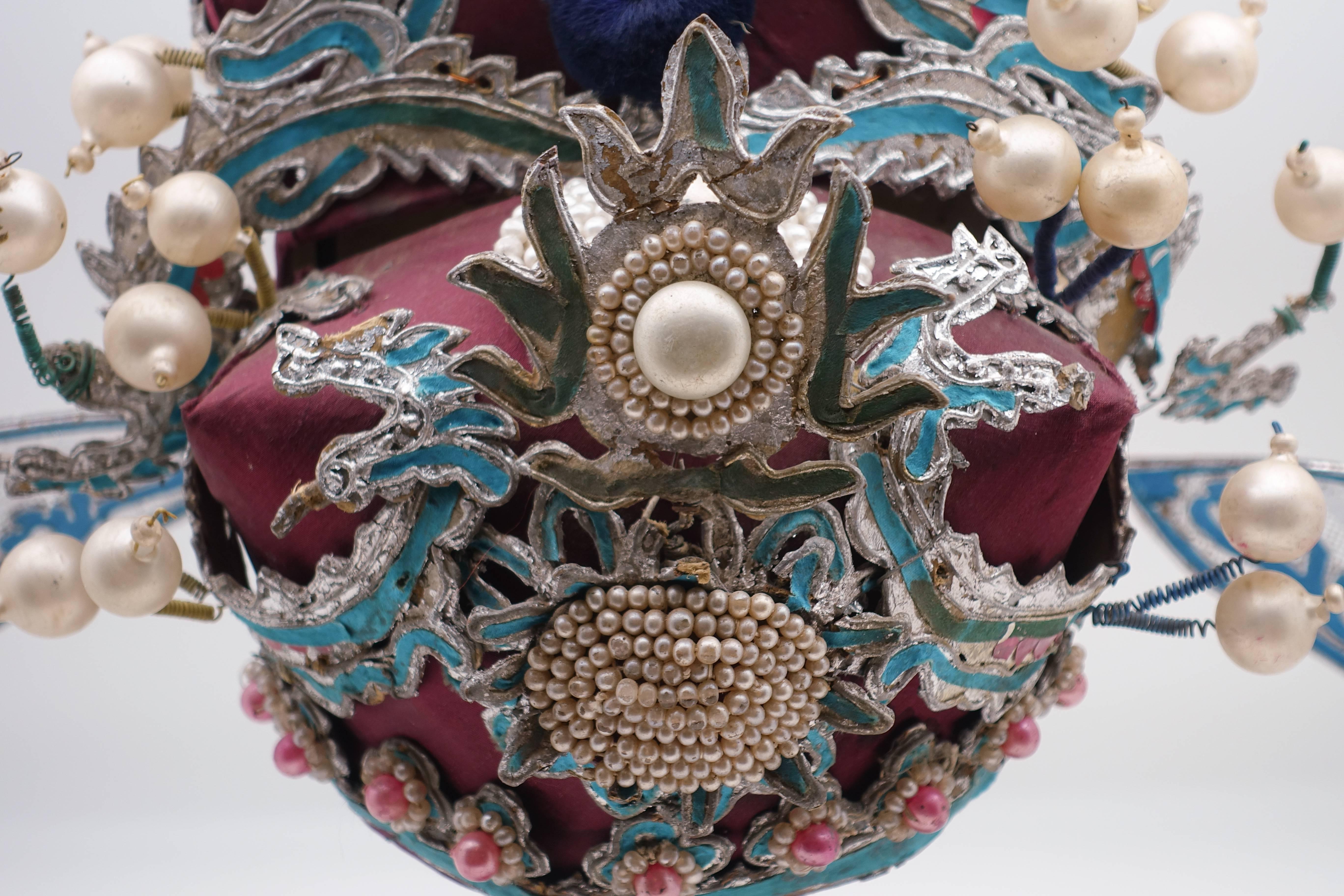 Vintage Chinese Opera Theatre Headdress, Early 20th Century In Good Condition In New York, NY