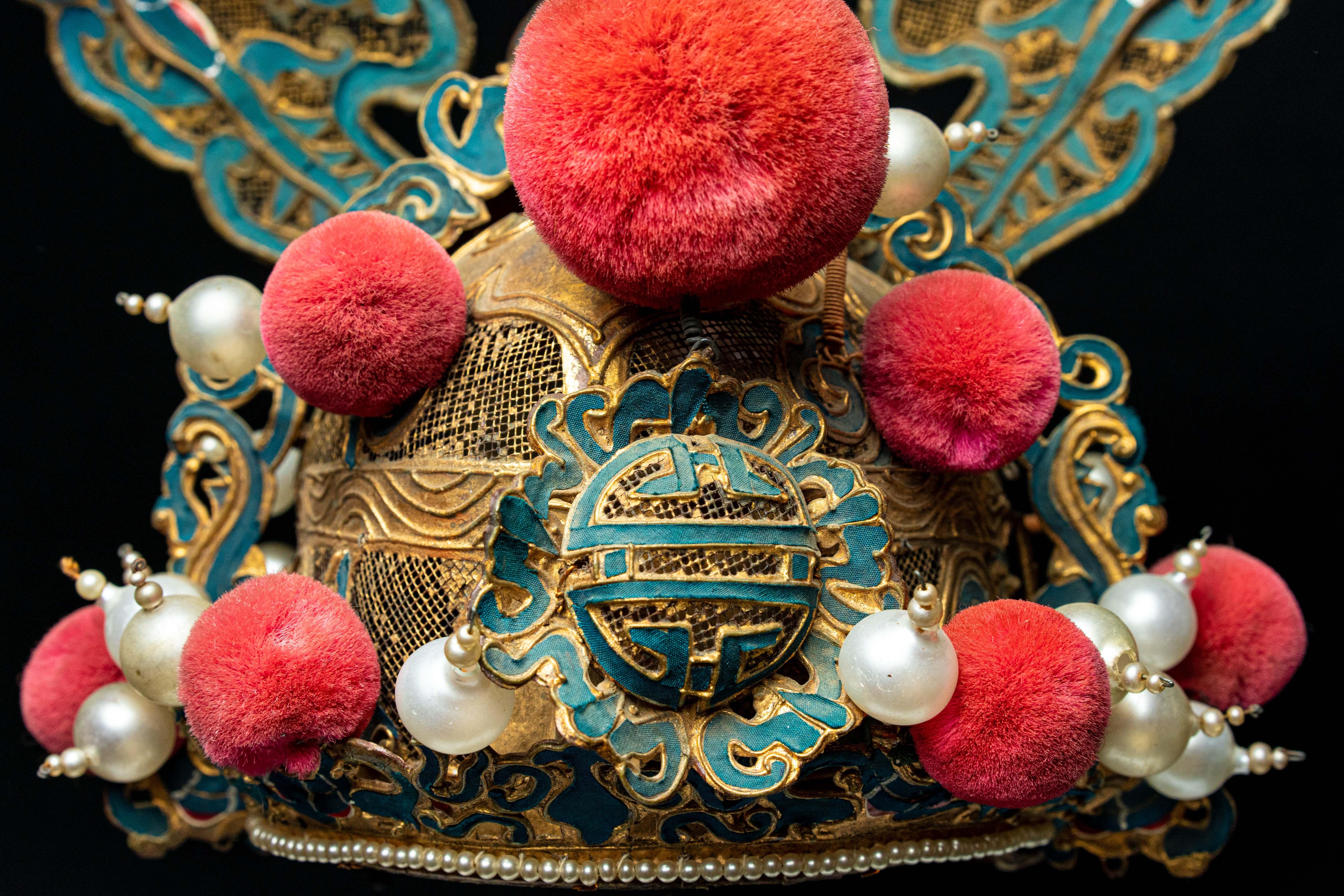 Qing Vintage Chinese Opera Theatre Headdress, Early 20th Century