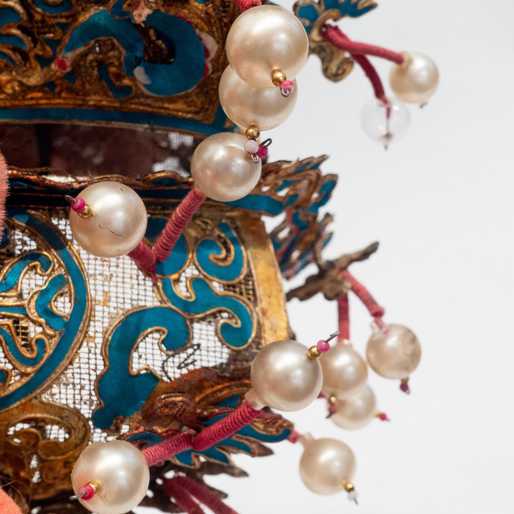 Metal Vintage Chinese Opera Theatre Headdress, Early 20th Century