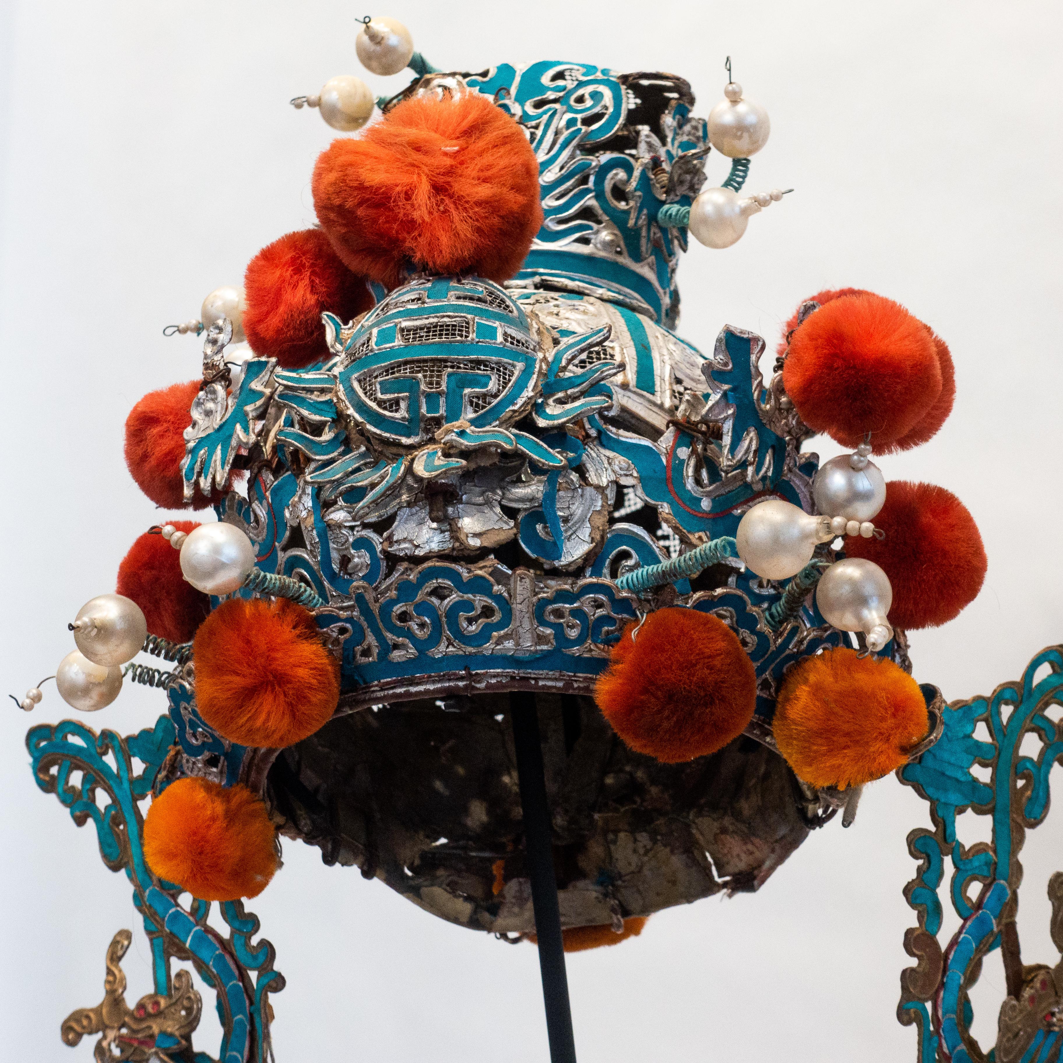 Metal Vintage Chinese Opera Theatre Headdress, Early 20th Century