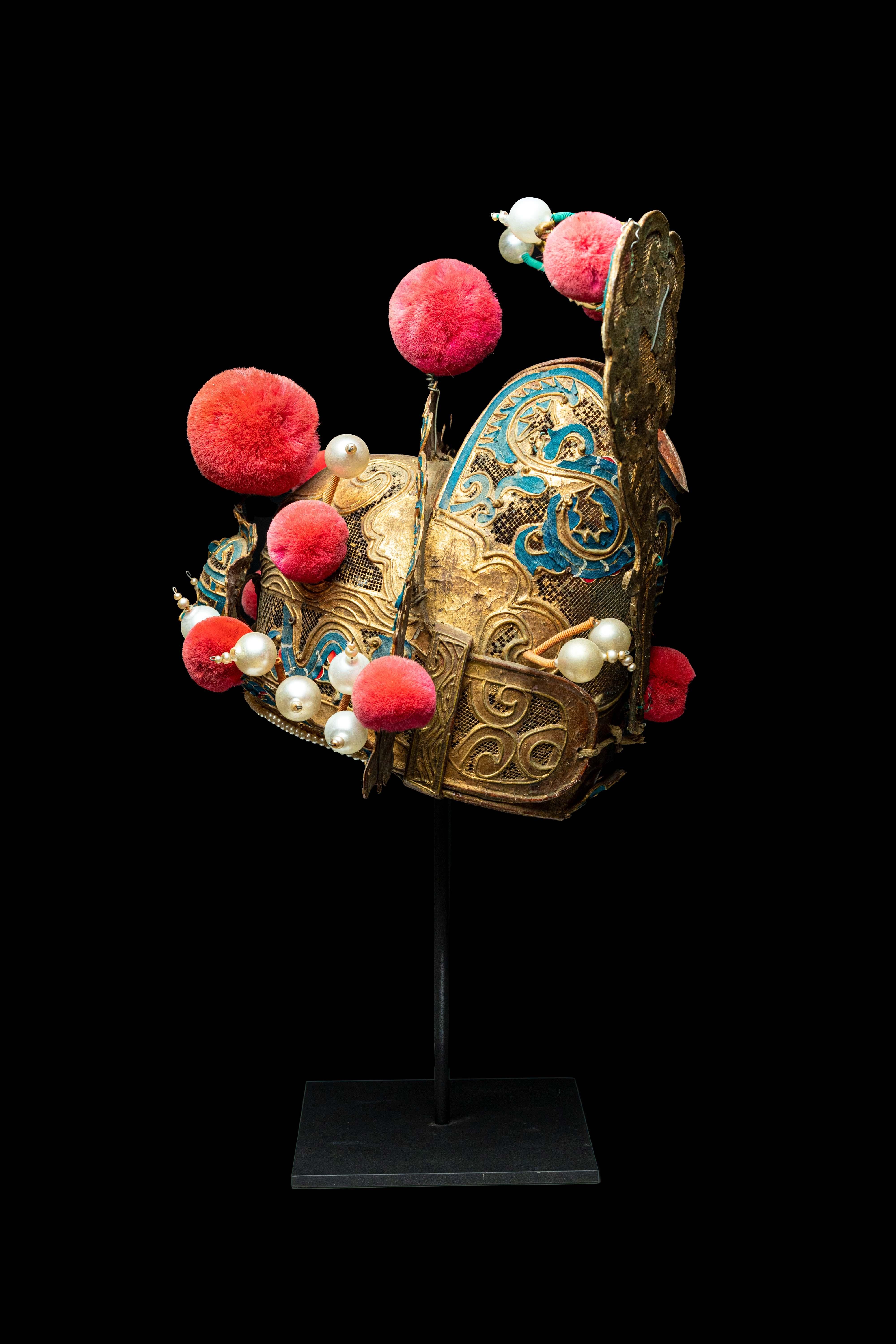 Asian Vintage Chinese Opera Theatre Headdress, Early 20th Century