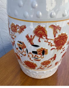 Vintage Chinese Garden Seat, Clay with Floral Design, 20th Century