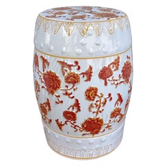 Chinesischer orange-weißer Vintage-Gartensitz