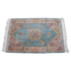 Vintage Chinese Oriental Aubusson 100% Virgin Wool Area Rug Carpet Mat 4' x 6'