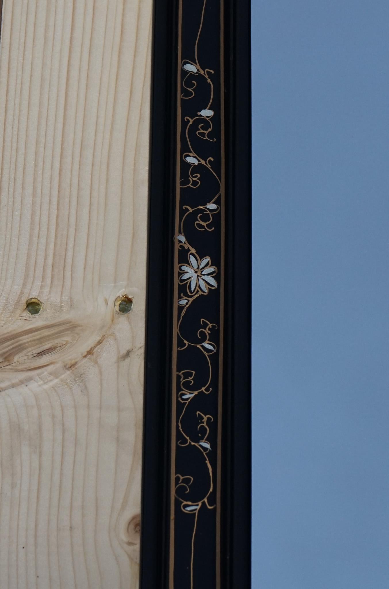 VINTAGE CHINESE ORIENTAL CHINOISERIE ORNATE LACQUERED WALL MiRROR For Sale 5