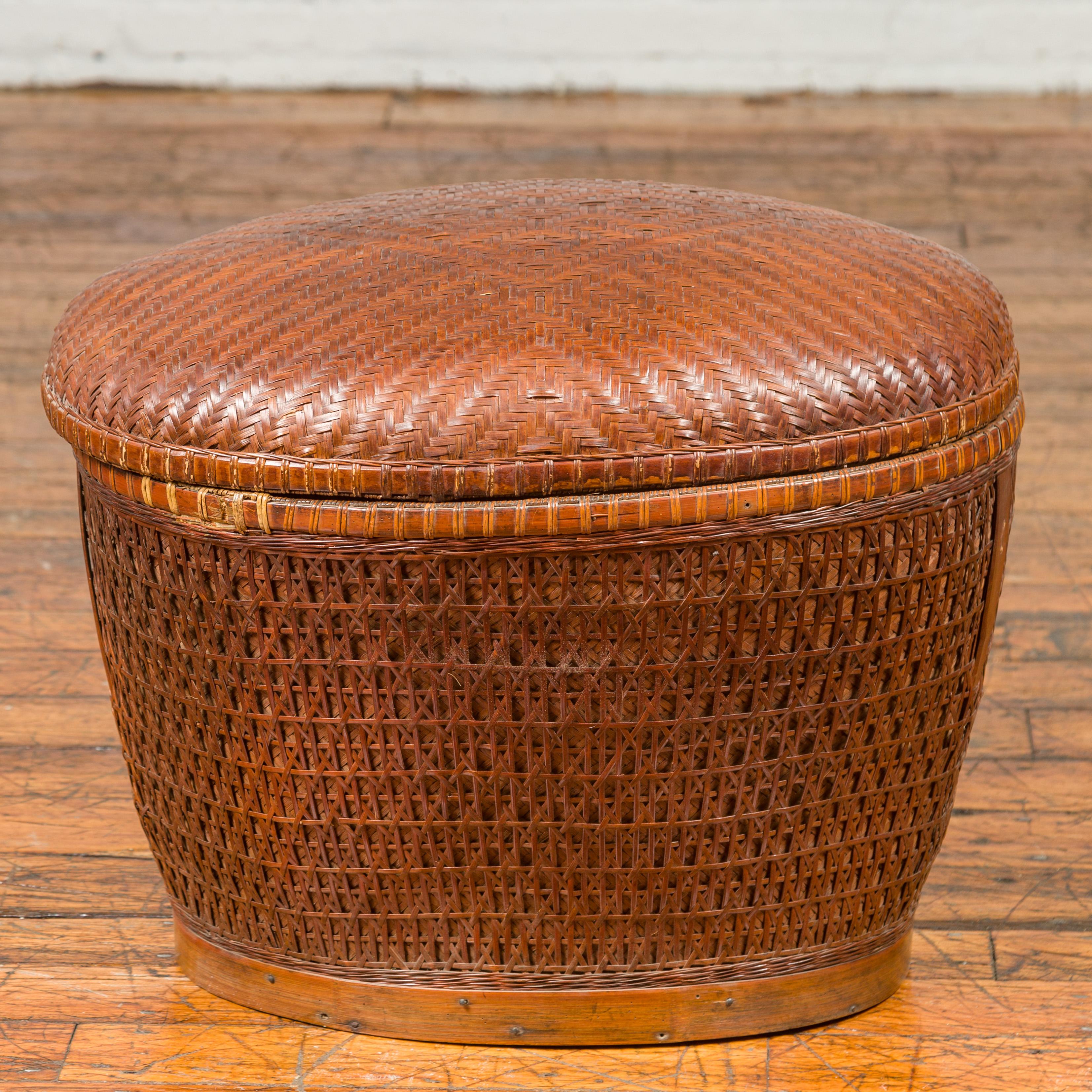 Details about  / Vintage Handmade Oval Bread Rattan Woven Basket Made Decorative With Handle