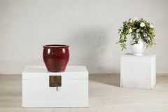 Vintage Chinese Oxblood Glazed Ceramic Planter with Flared Rim