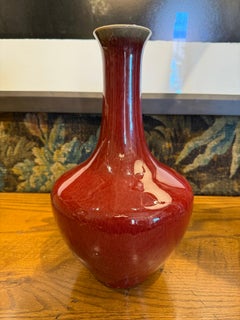 Vintage Chinese Oxblood Glazed Vase with Mark and Export Seal, 20th Century