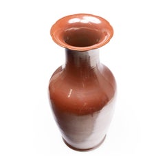 Vase de sol vintage chinois « Fantail » de couleur rouge sang de bœuf