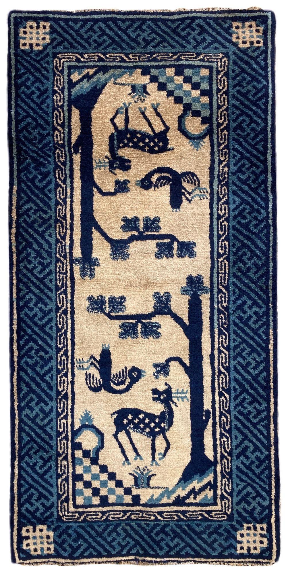 Chinesischer Pao-Tao-Teppich im Vintage-Stil 1,20 m x 0,58 m