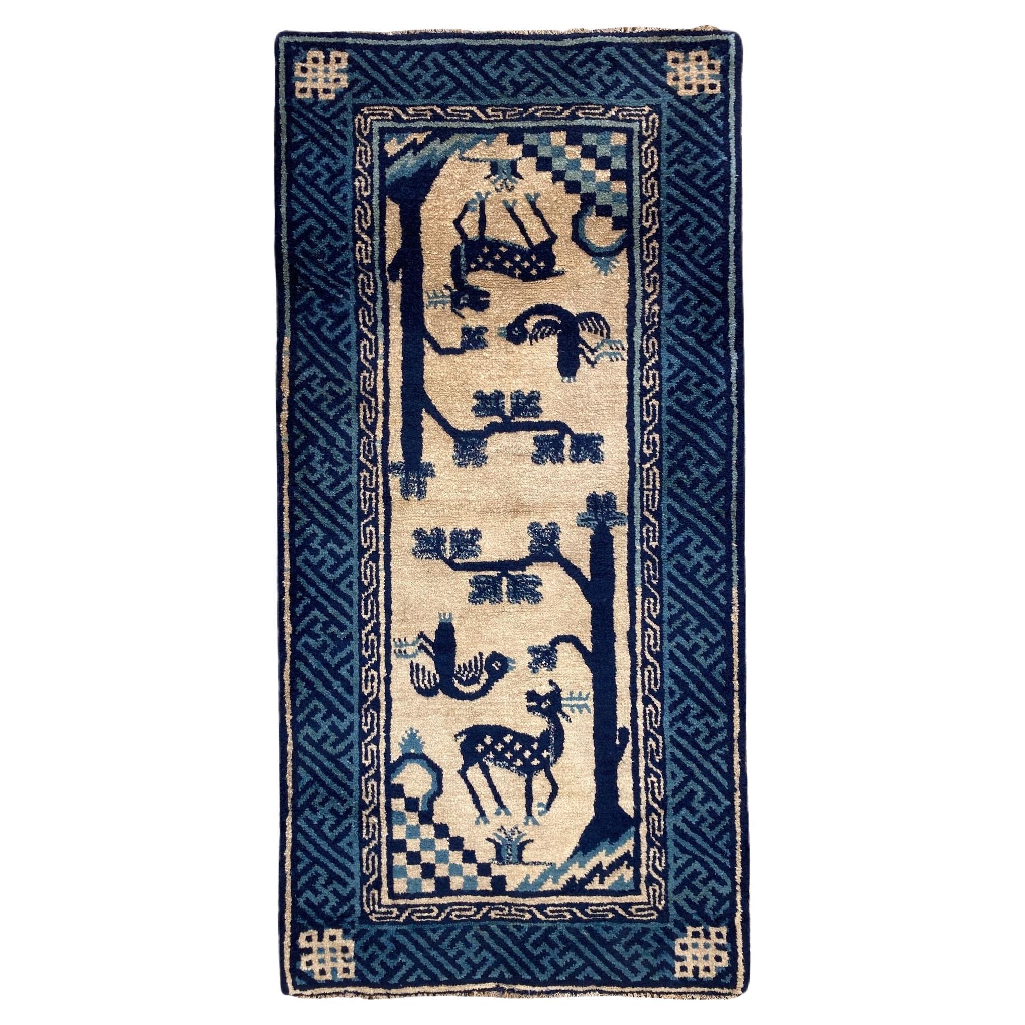 Alfombra china Pao-Tao vintage 1,20 m x 0,58 m