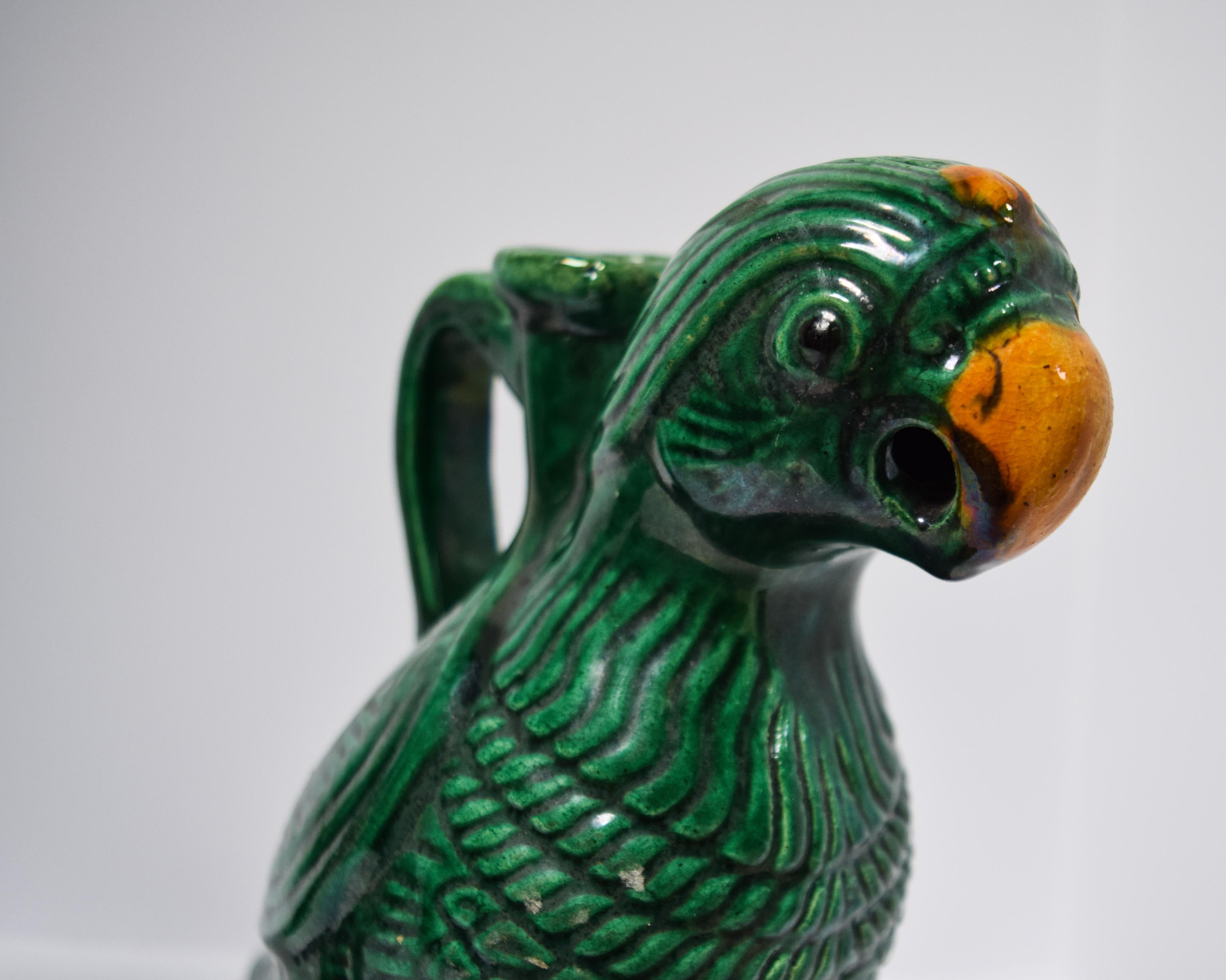Vintage Chinese Parrot Candle Holder In Good Condition In Bloomfield Hills, MI